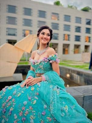 Premium And Exclusive Faux Georgette Lehenga With Designer Flower Work   Embroidery Sequins Work