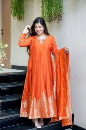 Premium Banarasi Chanderi Anarkali Suit with Dupatta