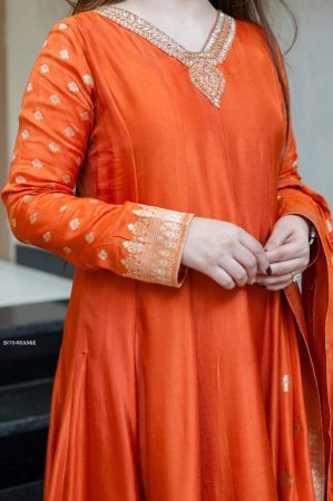 Premium Banarasi Chanderi Anarkali Suit with Dupatta