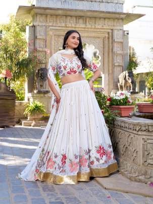 Premium Beautiful Georgette Lehenaga With Sequins and Thread Embroidery Work