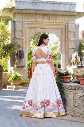 Premium Beautiful Georgette Lehenaga With Sequins and Thread Embroidery Work