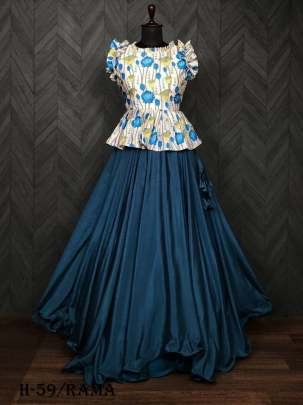 Premium Chinon Rama Crop Top Lehenga Choli