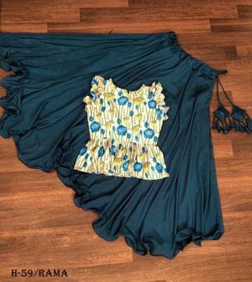Premium Chinon Rama Crop Top Lehenga Choli