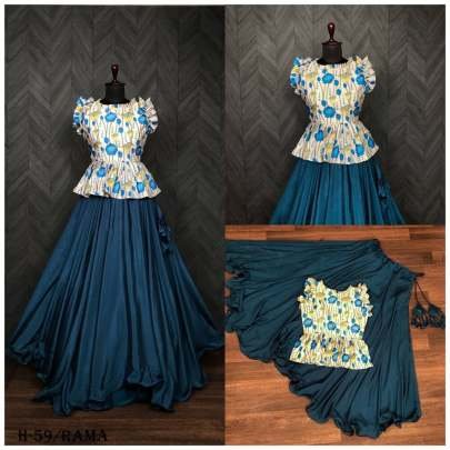 Premium Chinon Rama Crop Top Lehenga Choli