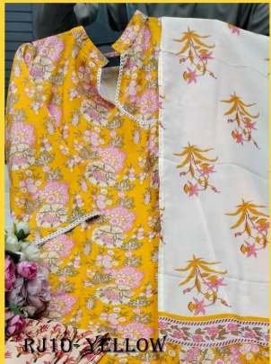 Premium Cotton Angrakha Pattern Yellow Ready Made Dress
