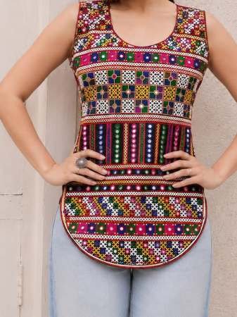Premium Cotton Fabric Black Colour Navratri Top
