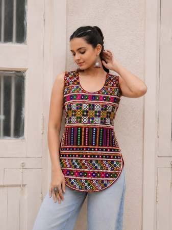 Premium Cotton Fabric Black Colour Navratri Top