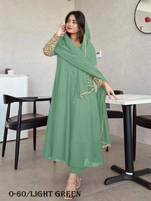 Premium Designer Light Green Anarkali Gown