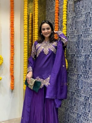 Premium Designer Purple Readymade Top Plazzo   Dupatta