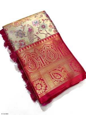 Premium Dharmavaram Silk Zari Weaving Red Saree