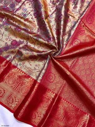 Premium Dharmavaram Silk Zari Weaving Red Saree