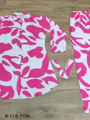 Premium Digital Print Rayon Pink Color Top and Plazzo