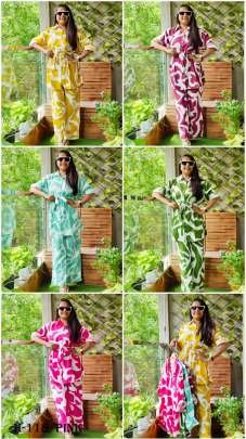 Premium Digital Print Rayon Pink Color Top and Plazzo