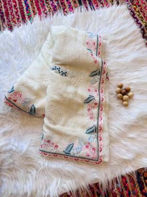 Premium Embroidery Work Pure Silky Crush Saree