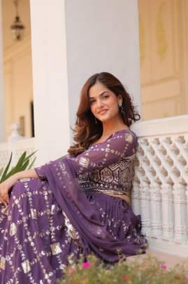 Premium Exclusive Heavy Faux Georgette Lehenga Choli With Sequence Work