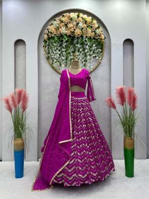 Premium Foux Georgette Purple Lehenga Choli