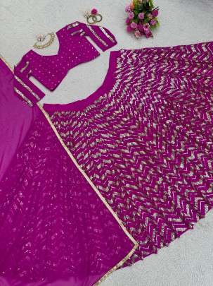 Premium Foux Georgette Purple Lehenga Choli
