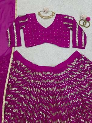 Premium Foux Georgette Purple Lehenga Choli