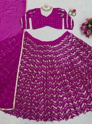 Premium Foux Georgette Purple Lehenga Choli