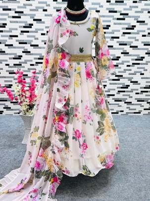 Premium Fox Georgette Kid Gown With Dupatta