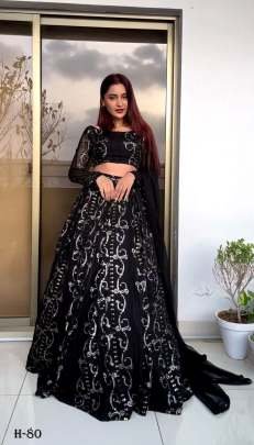 Premium Georgette Black Lehenga Choli With Dupatta