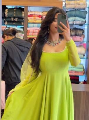 Premium Georgette Lime Color Suit Salwar Set