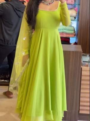 Premium Georgette Lime Color Suit Salwar Set