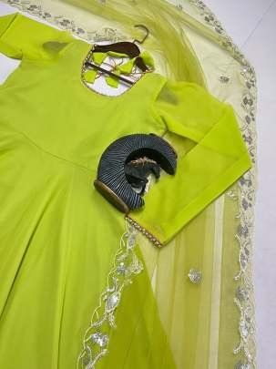 Premium Georgette Lime Color Suit Salwar Set
