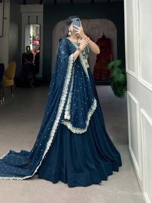 Premium Georgette Rama Color Lehenga Choli