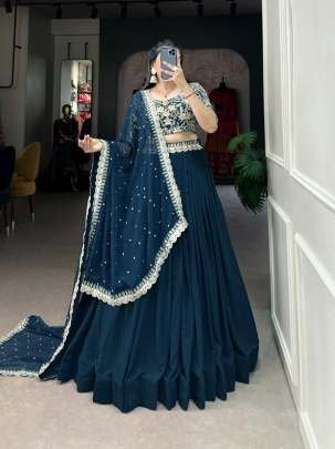 Premium Georgette Rama Color Lehenga Choli