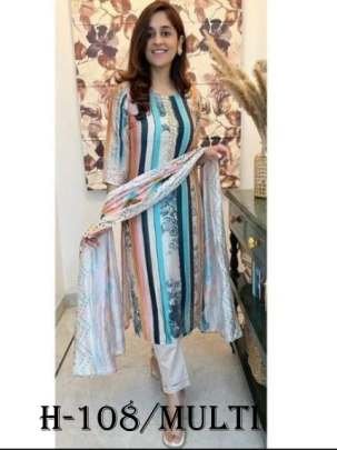 Premium Muslin Multi Color Kurti Pant With Dupatta