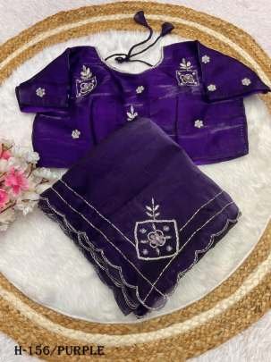 Premium PurPle Jimmy choo Saree with Khatli Cut Work
