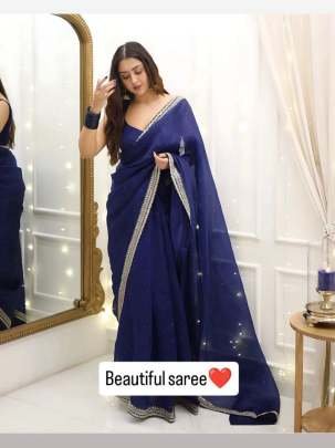Premium Quality Organza Saree With Beautiful Multi Thread Work