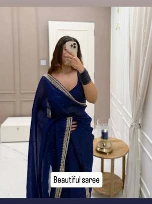 Premium Quality Organza Saree With Beautiful Multi Thread Work