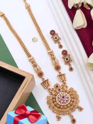 Premium Quality Rajwadi Brass Aloy Necklace Har -8