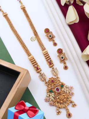 Premium Quality Rajwadi Brass Aloy Necklace Har -10