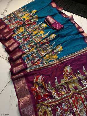 Premium Quality Silk Rama Saree and Blouse 
