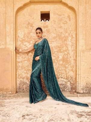 Premium Sequence Embroidery Work Georgette Saree