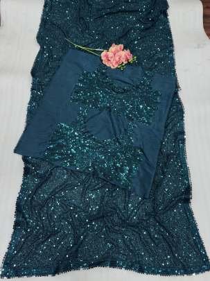 Premium Sequence Embroidery Work Georgette Saree