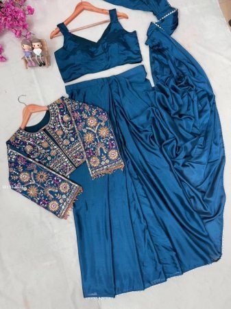 Premium Silk Lehenga Saree with Zari Thread Work Jacket