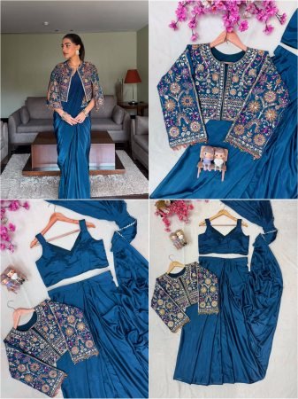 Premium Silk Lehenga Saree with Zari Thread Work Jacket