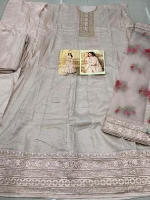 Premium Silk Peach Gowns With Net Dupatta