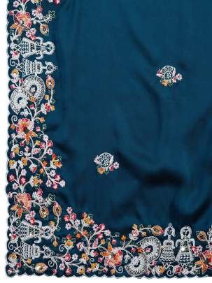 Premium Soft Rangoli Silk Embroidery Rama Saree