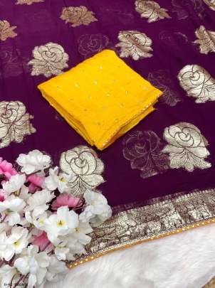 Premium Soft Viscose Georgette Brown Saree