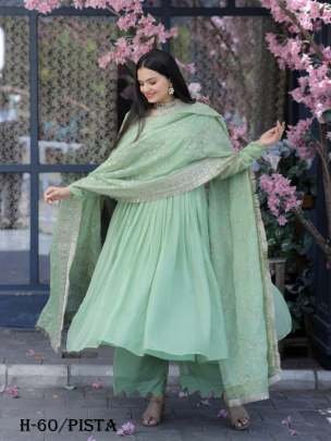 Premium Tebi Silk Pista Kurta and Pant with Dupatta