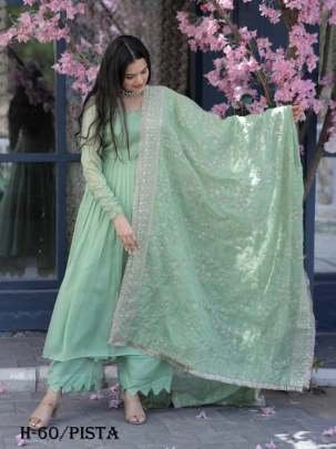 Premium Tebi Silk Pista Kurta and Pant with Dupatta