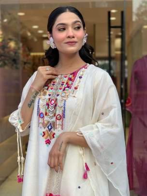 Premium Quality Mirror Work Chanderi Kurtis Set With Fancy Sleeves