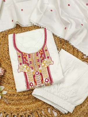 Premium Quality Mirror Work Chanderi Kurtis Set With Fancy Sleeves