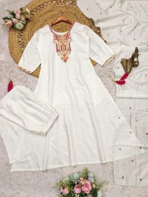 Premium Quality Mirror Work Chanderi Kurtis Set With Fancy Sleeves