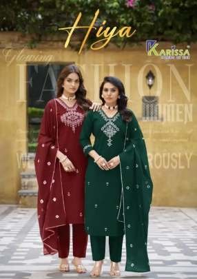 Present Hiya Heavy Dabu Cotton Kurtis Set With Thread Work By Karissa Brand
